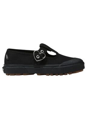 Vans Black Canvas Mary Jane sneakers with a heart-shaped buckle Size 7